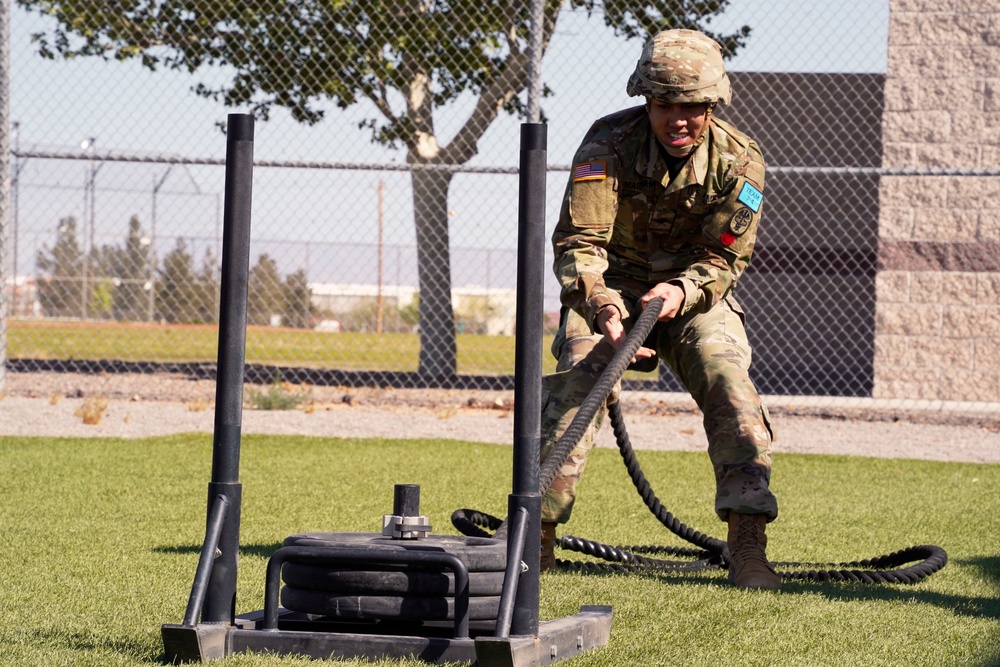 U.S. Army soldiers participate in obstacle course during Best Leader Competition