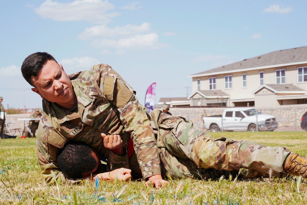 Competitors execute combatives portion of the Best Leader Competition