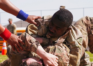 Competitors execute combatives portion of the Best Leader Competition