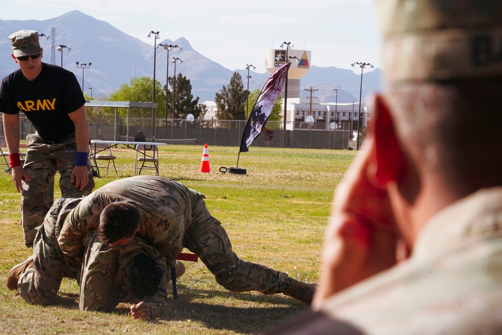 Competitors execute combatives portion of the Best Leader Competition