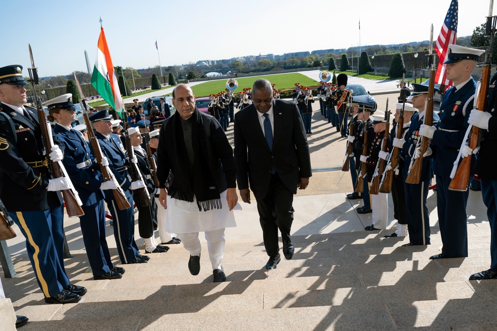 Secretary of Defense Austin Hosts Indian Minister of Defense Singh