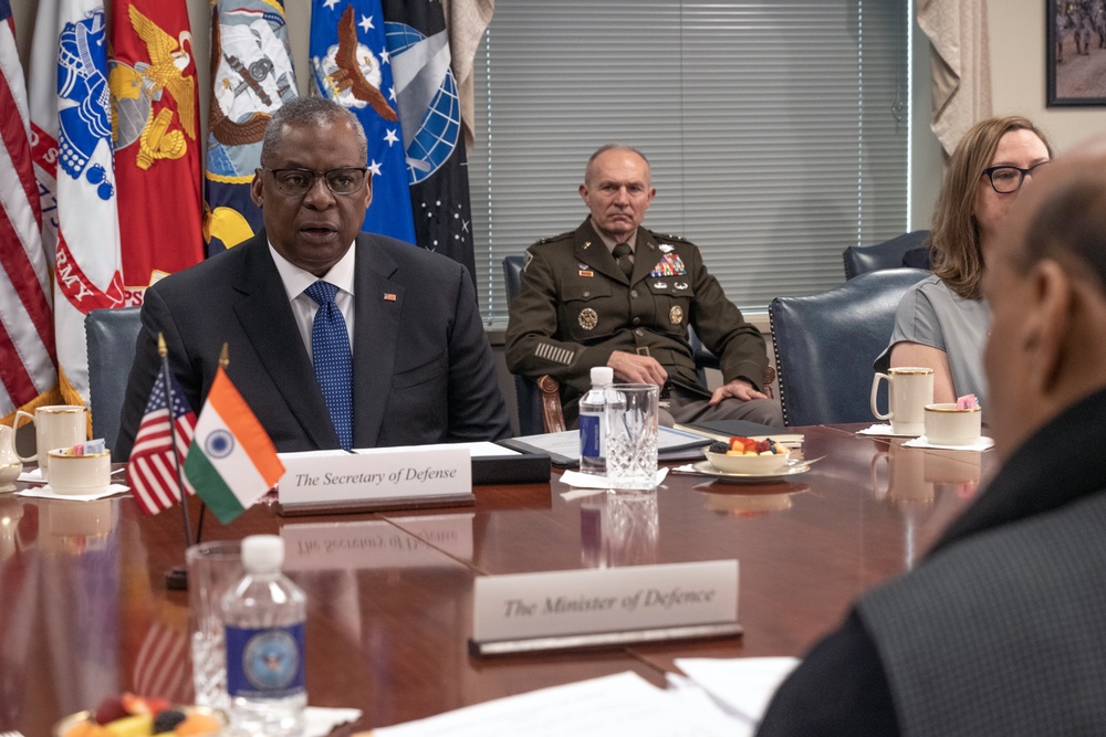 Secretary of Defense Austin Hosts Indian Minister of Defense Singh