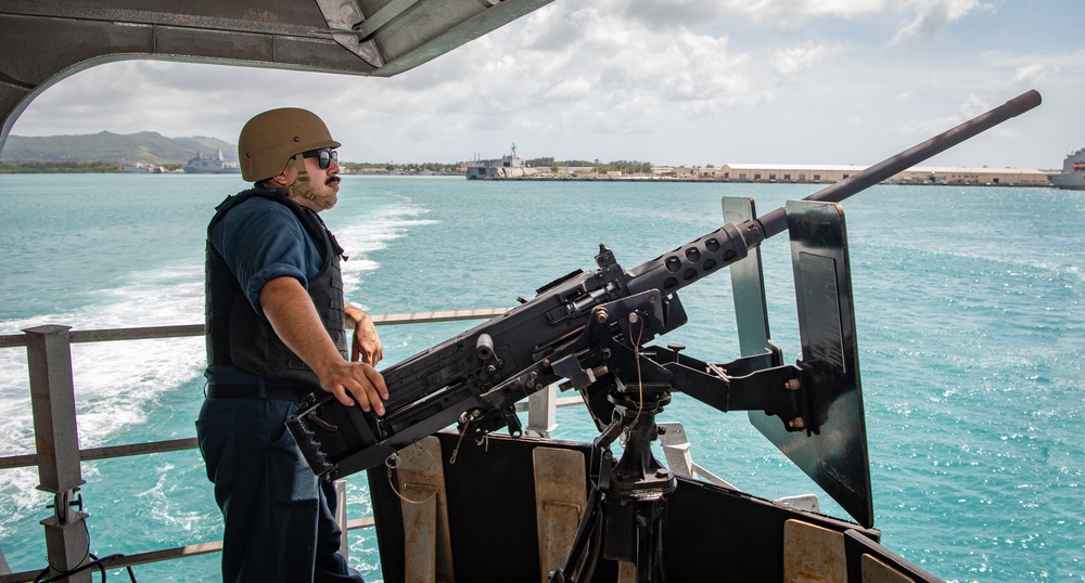 USS Jackson (LCS 6) Sailor Stands Watch