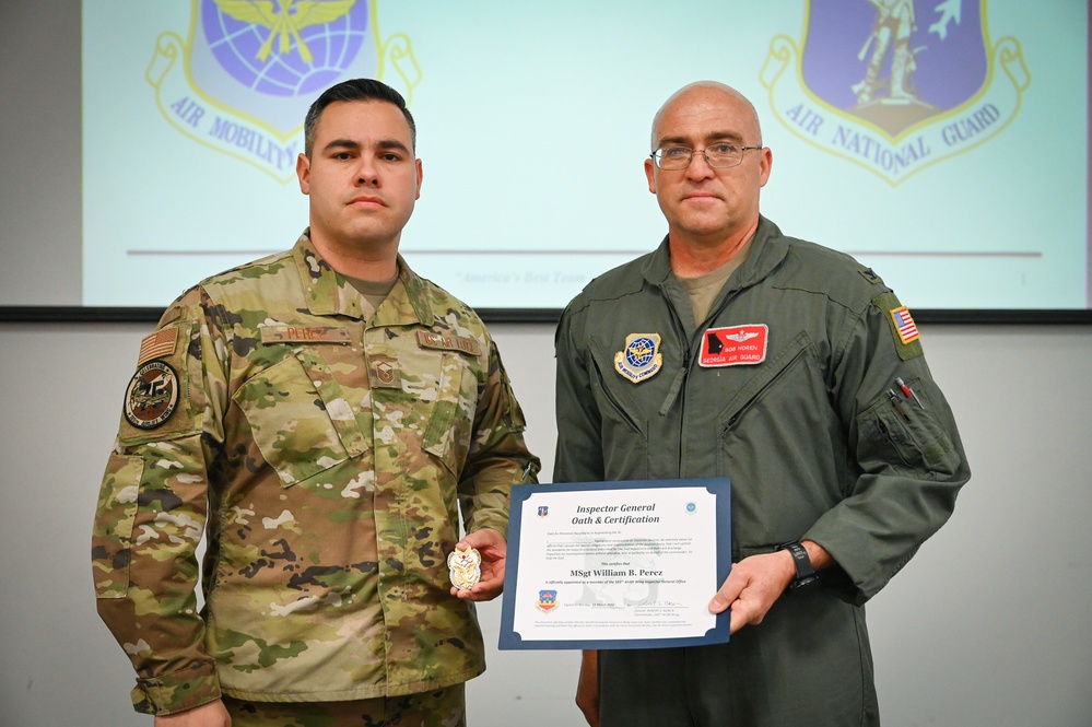 Newest 165th Airlift Wing Inspector General senior enlisted leader takes the official IG Oath