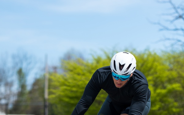 Retired U.S. Army Master Sgt. Earl Ohlinger rides bike