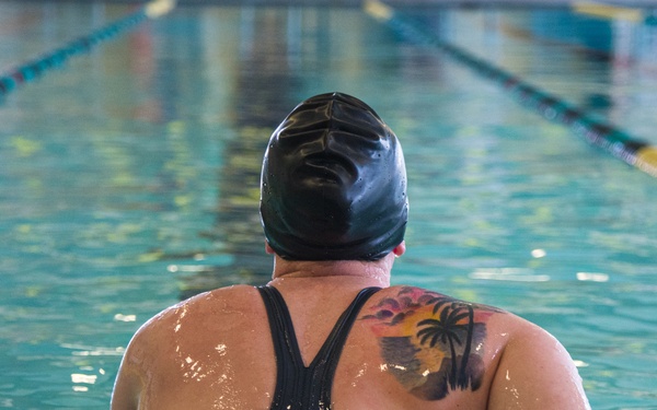 Retired U.S. Army Spc. Angela Euson swimming