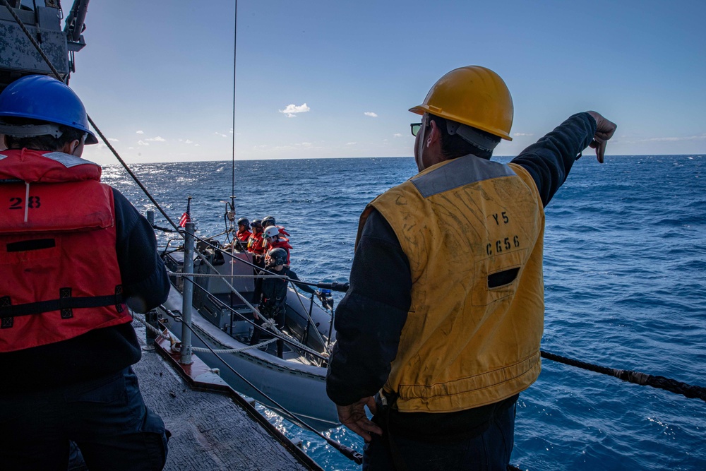 USS San Jacinto conducts small boat operations