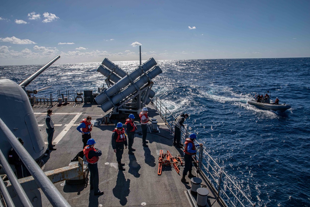 USS San Jacinto conducts small boat operations