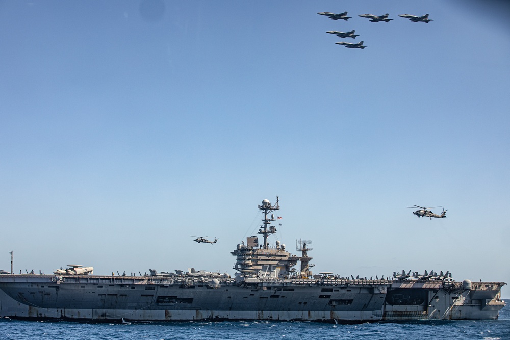 The Harry S. Truman Carrier Strike Group is on a scheduled deployment in the U.S. Sixth Fleet area of operations in support of naval operations to maintain maritime stability and security.