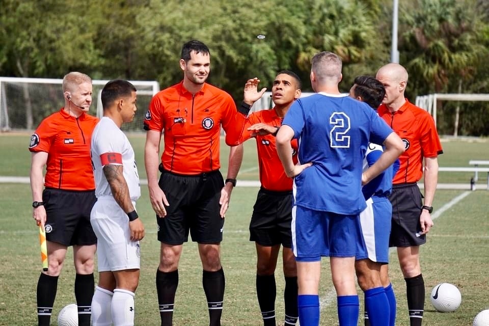 U.S. Air Force soccer player controls the goal
