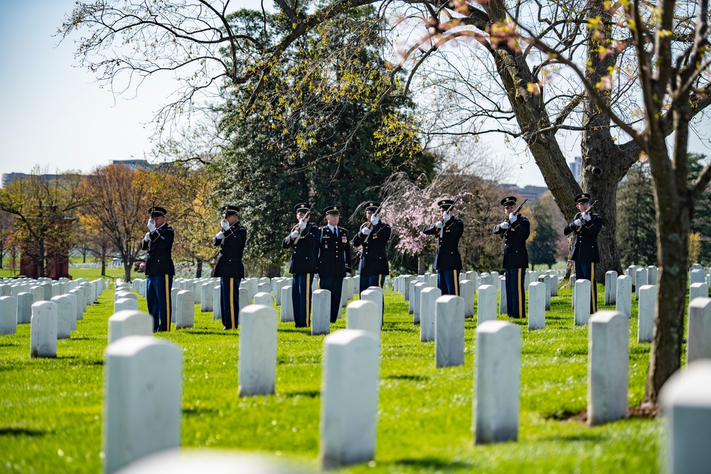 Military Funeral Honors with Funeral Escort are Conducted for U.S. Army Cpl. Charles Lee in Section 33