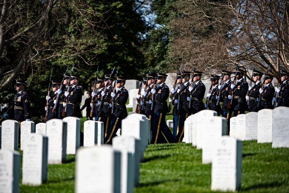 Military Funeral Honors with Funeral Escort are Conducted for U.S. Army Cpl. Charles Lee in Section 33