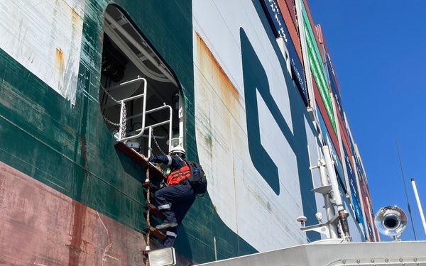 Coast Guard investigates grounded container ship