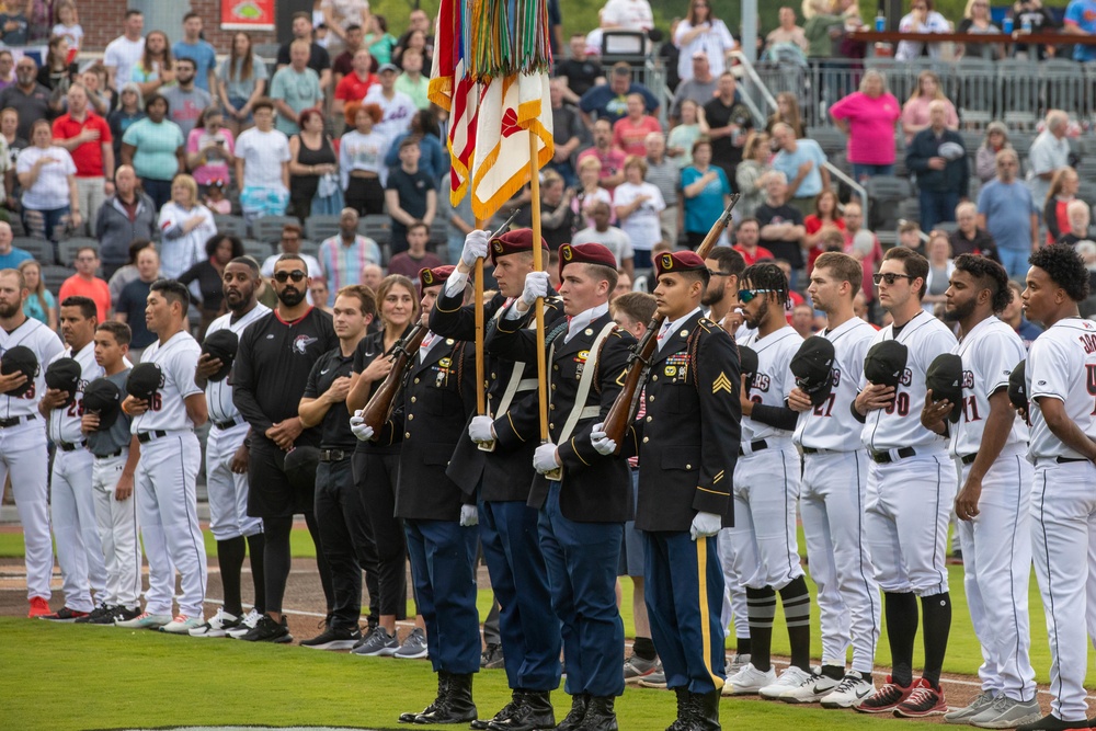 82nd Airborne Division Paratroopers Attend Woodpeckers Opening Game