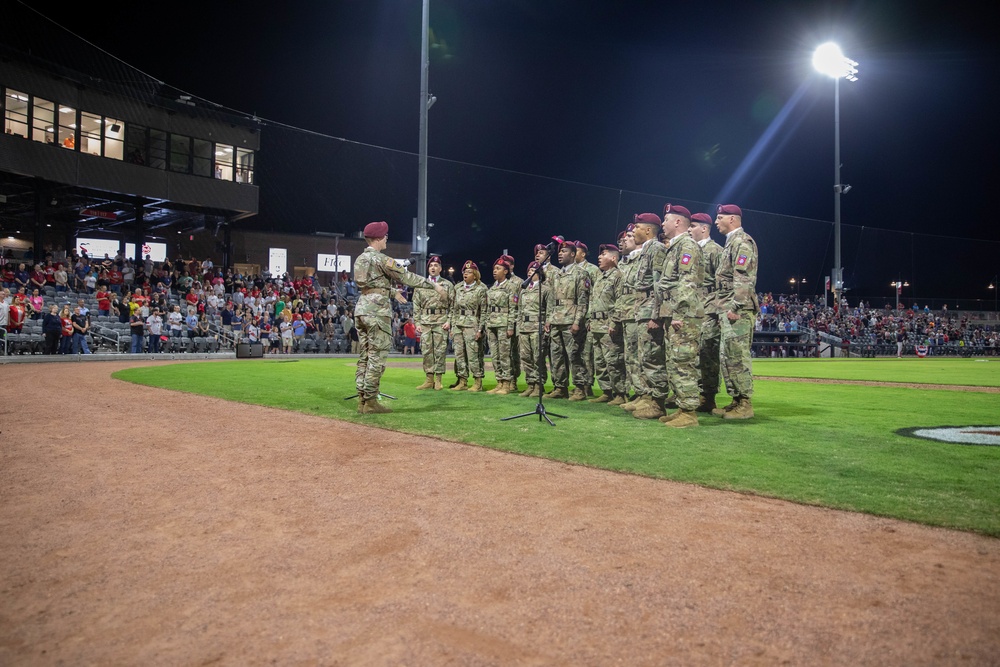 82nd Airborne Division Paratroopers Attend Woodpeckers Opening Game