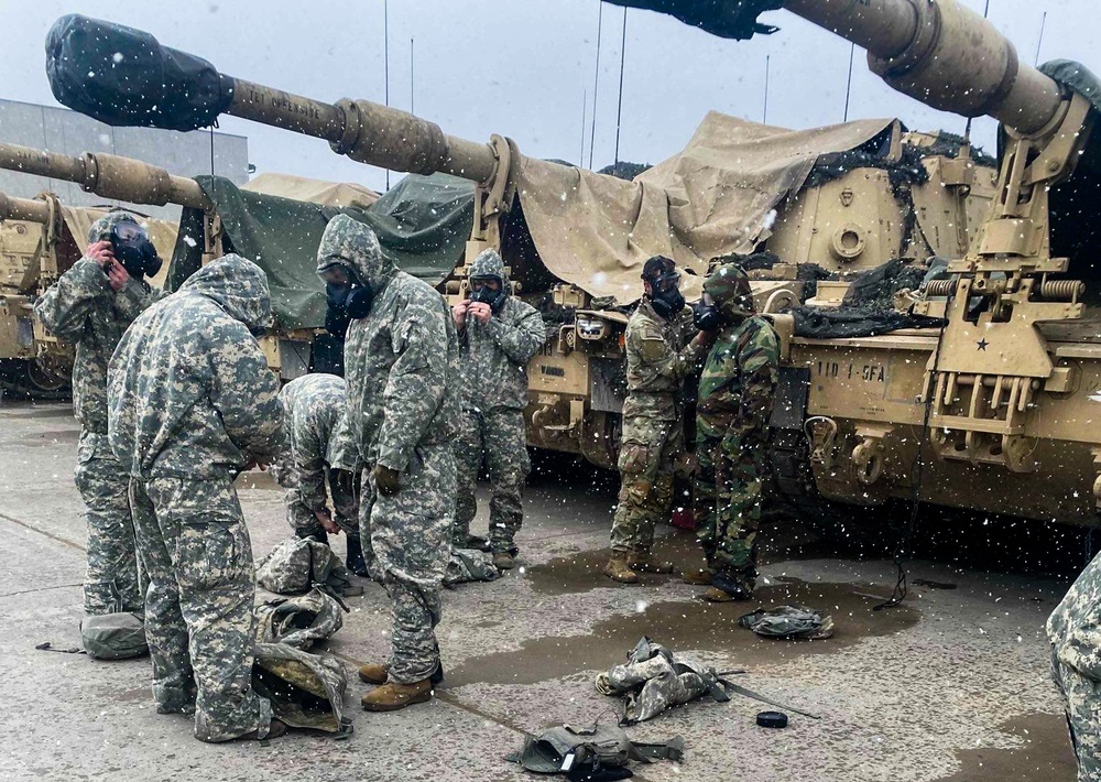 D Battery, 1-5 FA conducts a CBRN Training