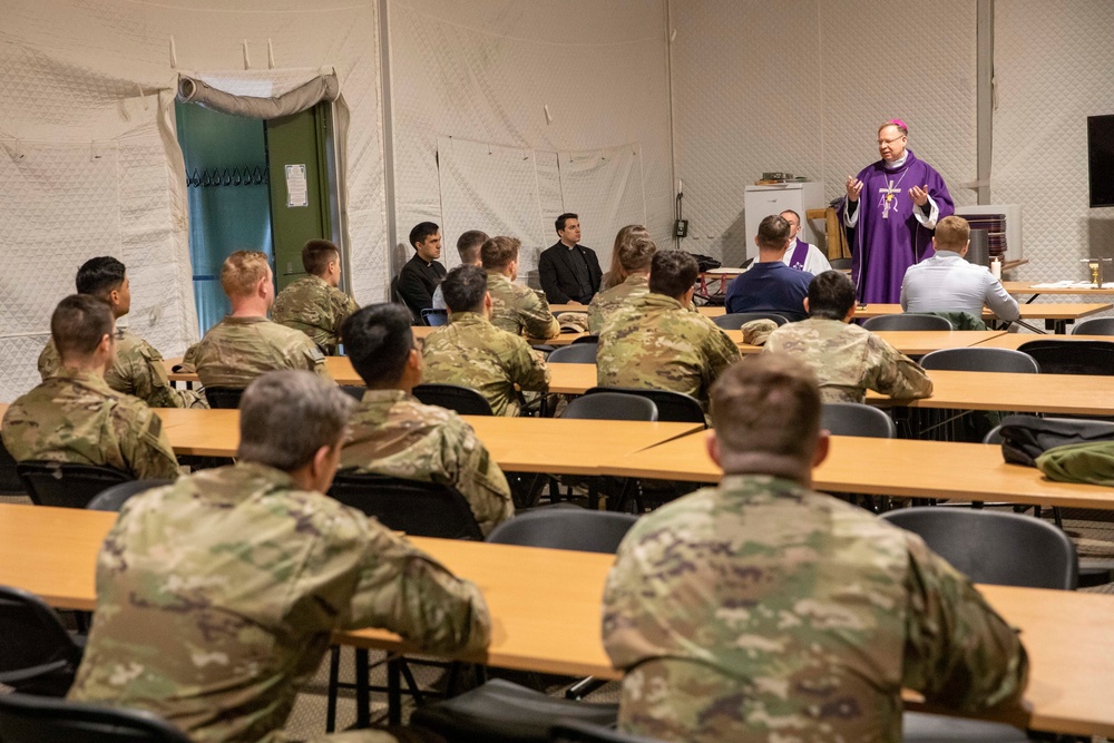 Lithuanian Archbishop Gintaras Grušas visits U.S. Army Soldiers