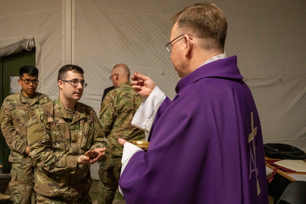 Lithuanian Archbishop Gintaras Grušas visits U.S. Army Soldiers
