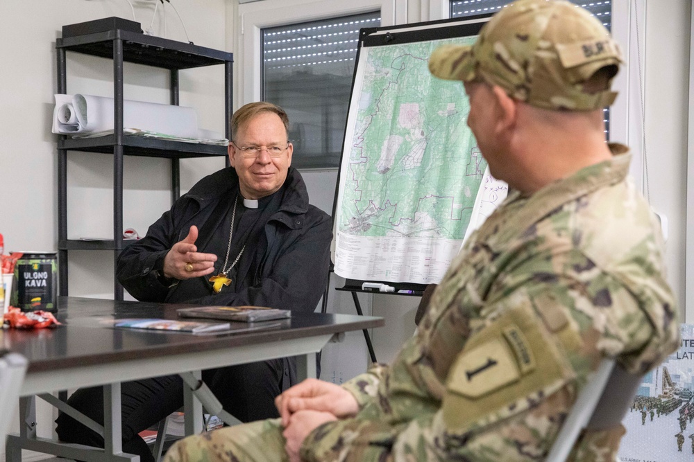 Lithuanian Archbishop Gintaras Grušas visits U.S. Army Soldiers