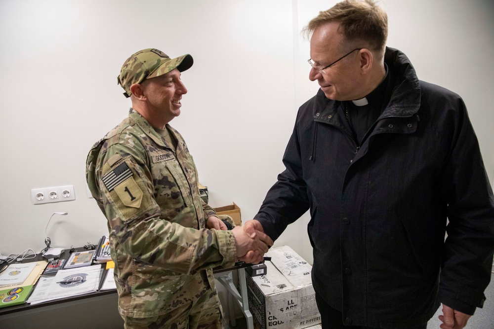 Lithuanian Archbishop Gintaras Grušas visits U.S. Army Soldiers