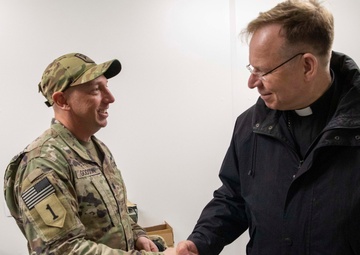 Lithuanian Archbishop Gintaras Grušas visits U.S. Army Soldiers