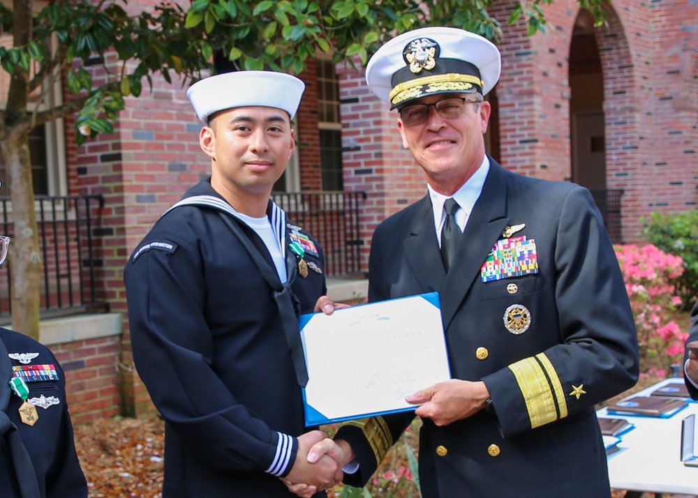 NETC 2021 Military Instructor of the Year Ceremony: Aviation Boatswain's Mate (Handling) 2nd Class Joshua Tayag