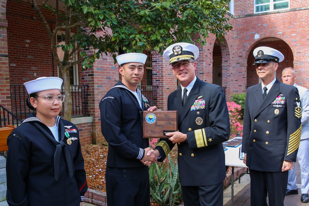 NETC 2021 Military Instructor of the Year Ceremony: Aviation Boatswain's Mate (Handling) 2nd Class Joshua Tayag