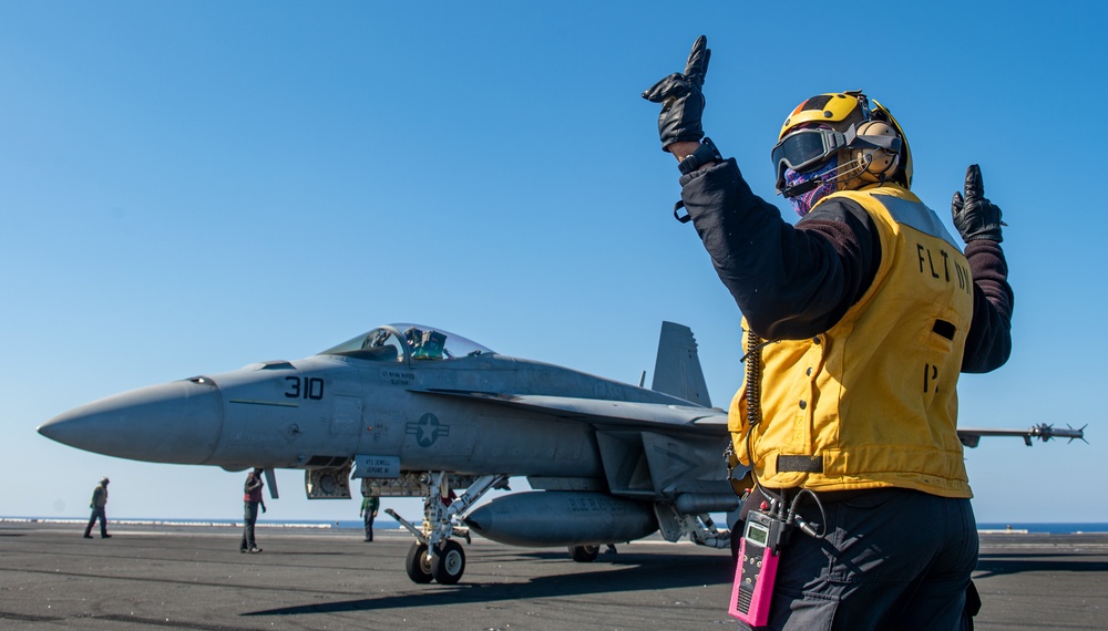 The Harry S. Truman Carrier Strike Group is on a scheduled deployment in the U.S. Sixth Fleet area of operations in support of naval operations to maintain maritime stability and security.