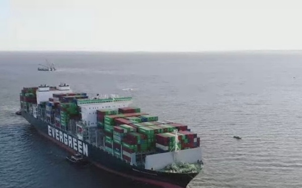 Grounded container ship refloated in the Chesapeake Bay