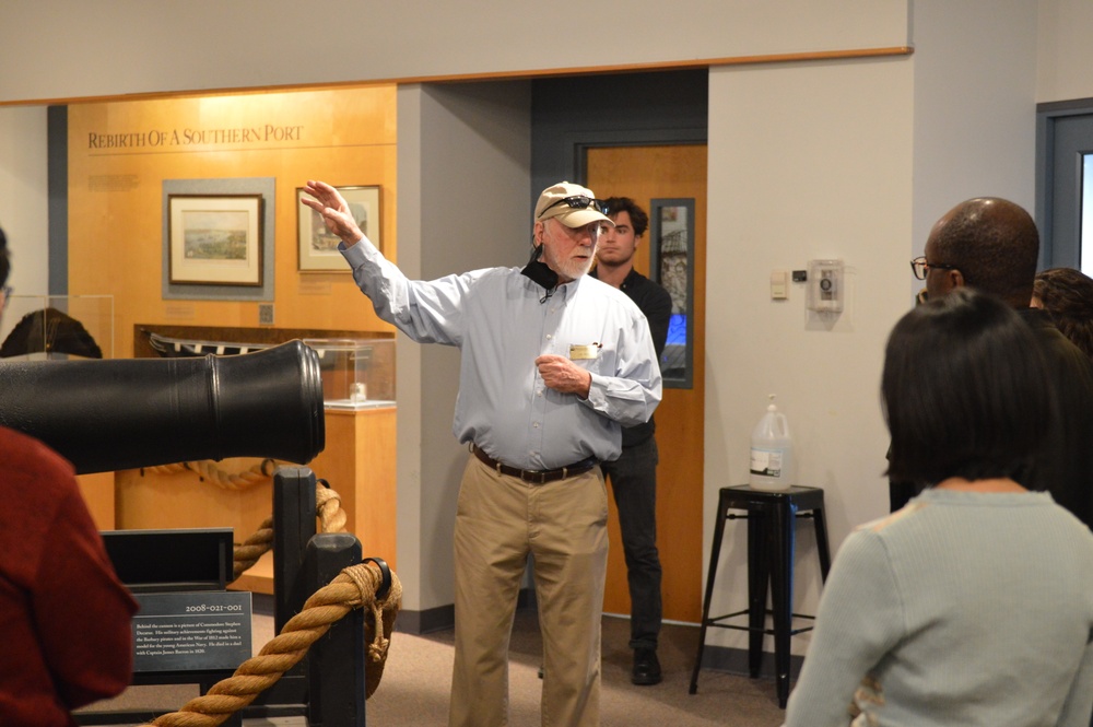 Museum Volunteer leads a guided tour