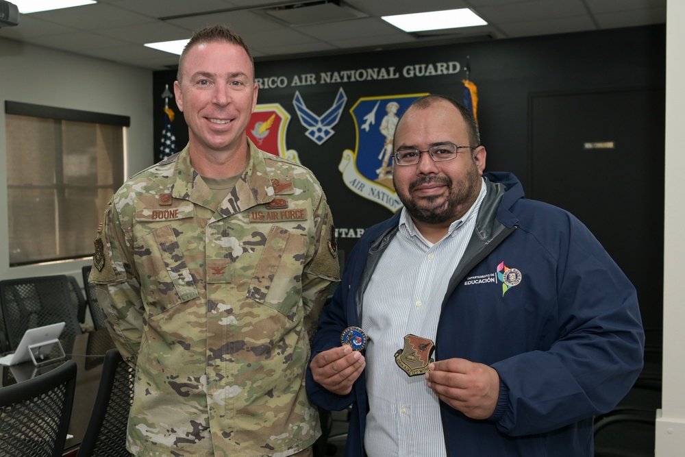 156th Wing leadership meets with PR Dept. of Education
