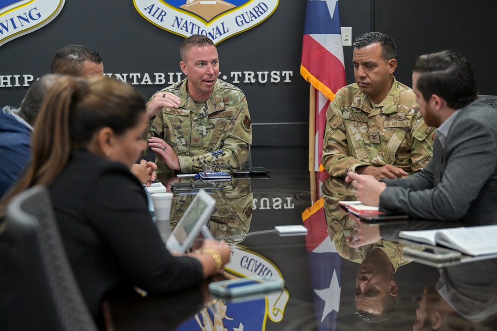 156th Wing leadership meets with PR Dept. of Education
