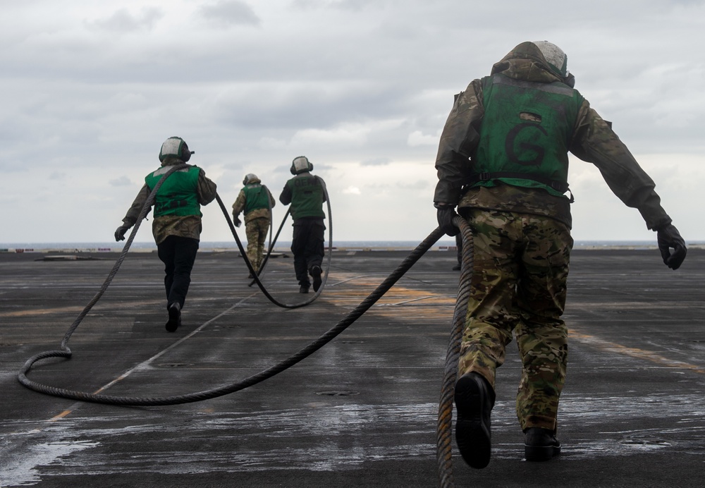 The Harry S. Truman Carrier Strike Group is on a scheduled deployment in the U.S. Sixth Fleet area of operations in support of naval operations to maintain maritime stability and security.