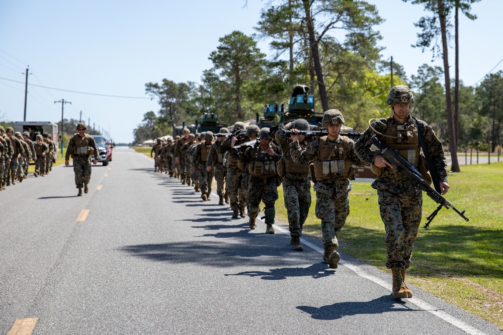 Atlantic Dragon| Marines with CLR-37 conduct hike with M240B medium machine guns