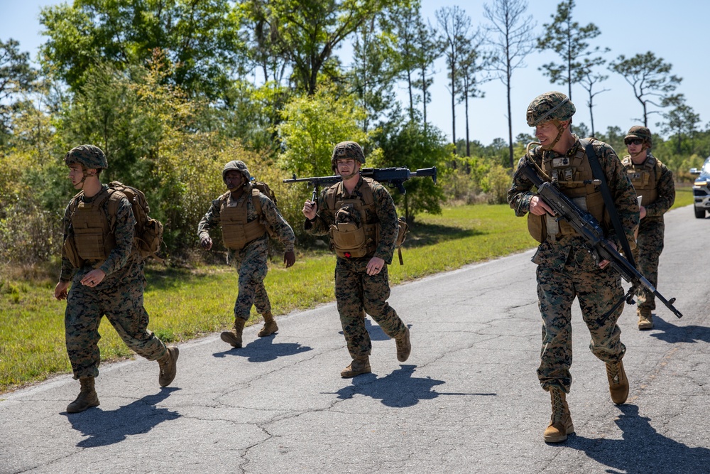 Atlantic Dragon | Marines with CLR-37 conduct hike with M240B medium machine guns