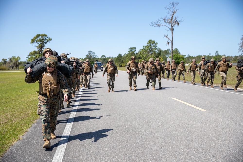 Atlantic Dragon | Marines with CLR-37 conduct hike with M240B medium machine guns