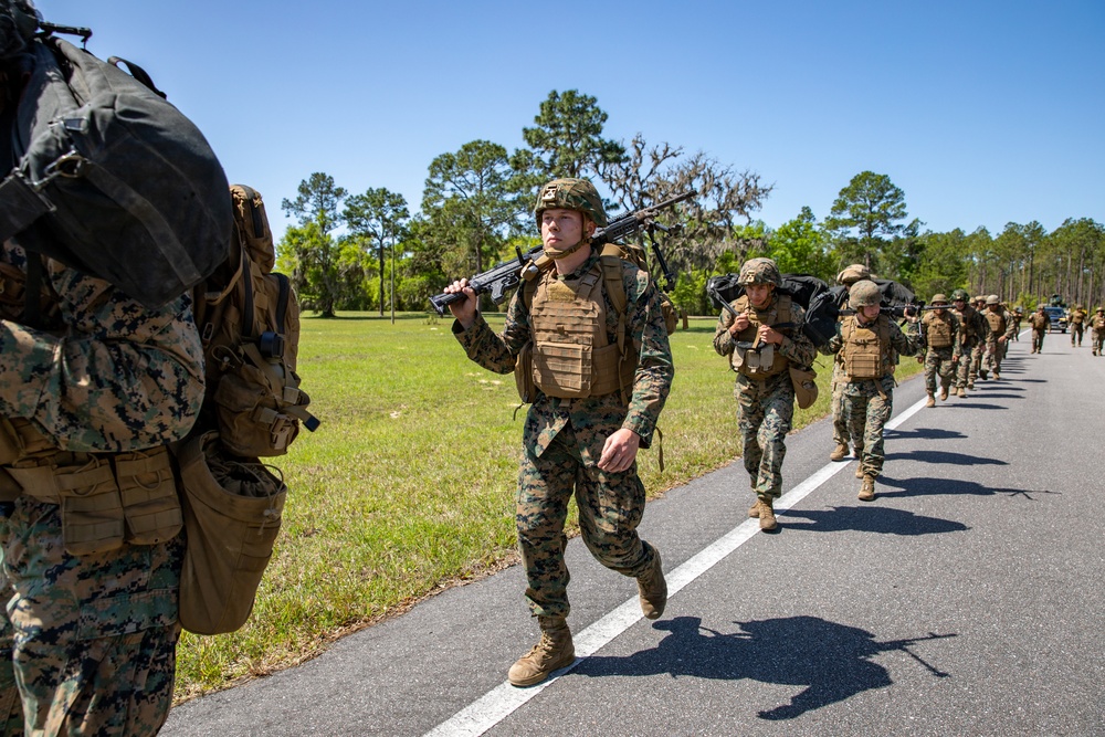 Atlantic Dragon | Marines with CLR-37 conduct hike with M240B medium machine guns