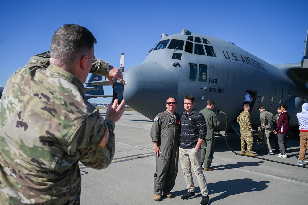165th Airlift Wing hosts Benedictine Military School JROTC for familiarization flight