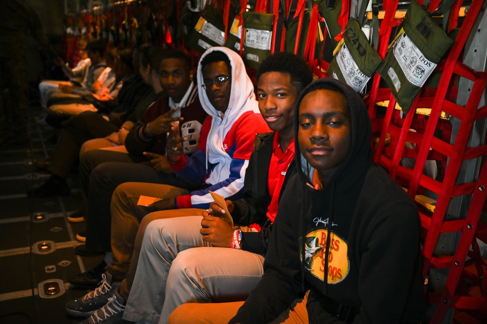 165th Airlift Wing hosts Benedictine Military School JROTC for familiarization flight