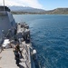 USS Ross leaves port in Souda Bay, Greece