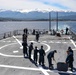 USS Ross leaves port in Souda Bay, Greece