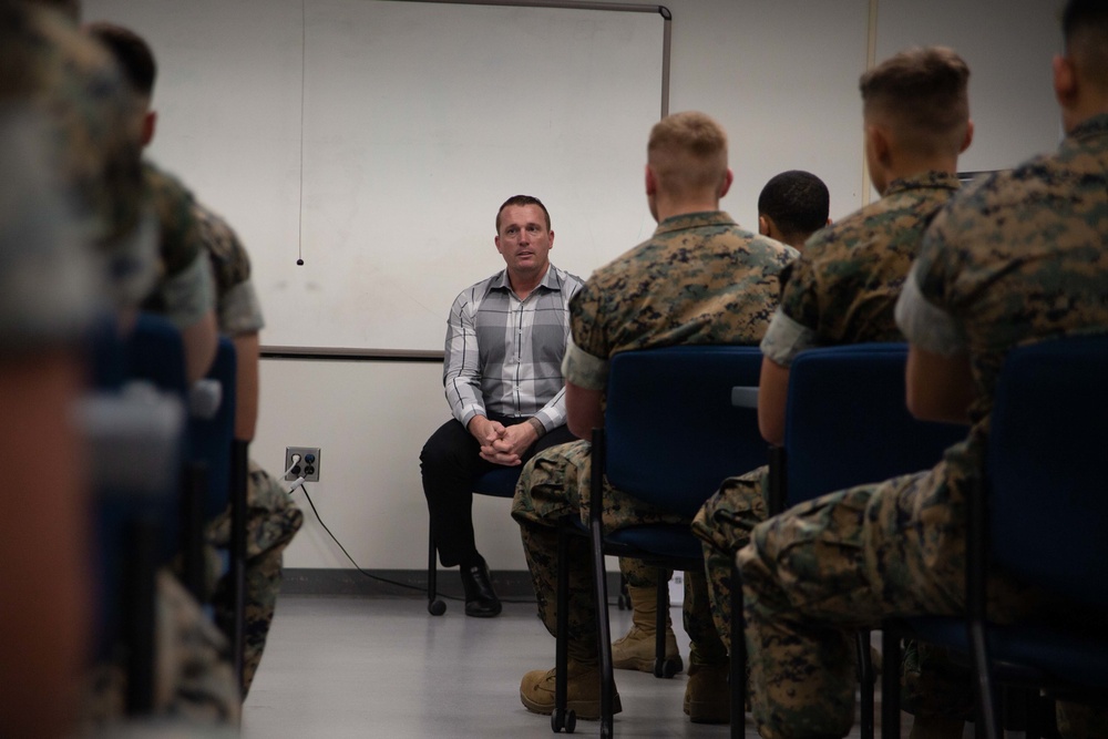 Former Sgt. Maj of the Marine Corps Ronald L. Green and Medal of Honor recipient Dakota L. Meyer visit Marine Corps Air Station Cherry Point