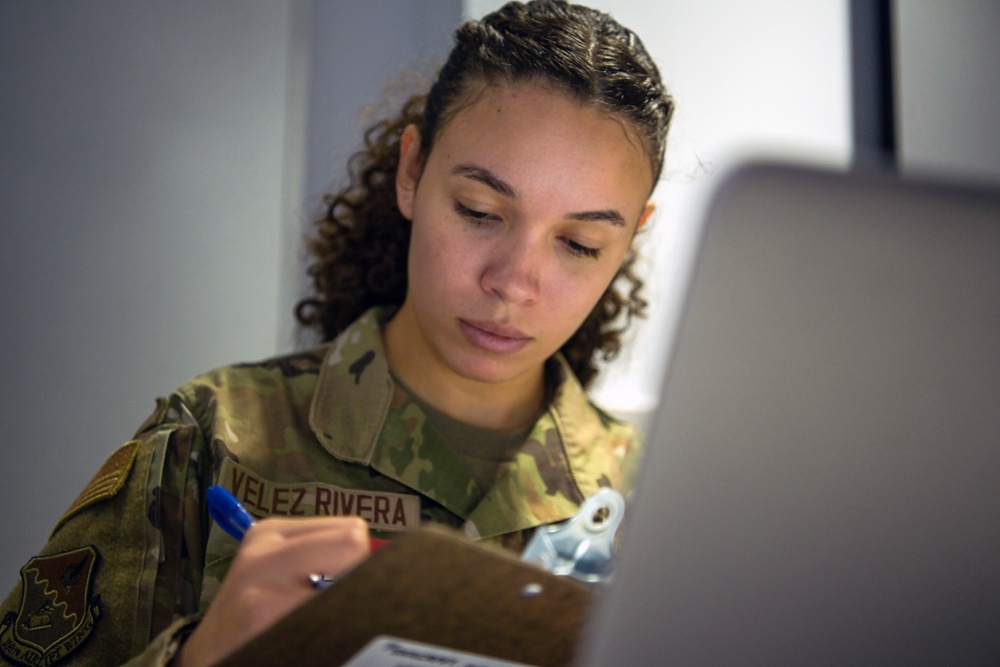 156th FSS Airmen set-up PDF in support of 156th CRG participating in Southern Strike 2022