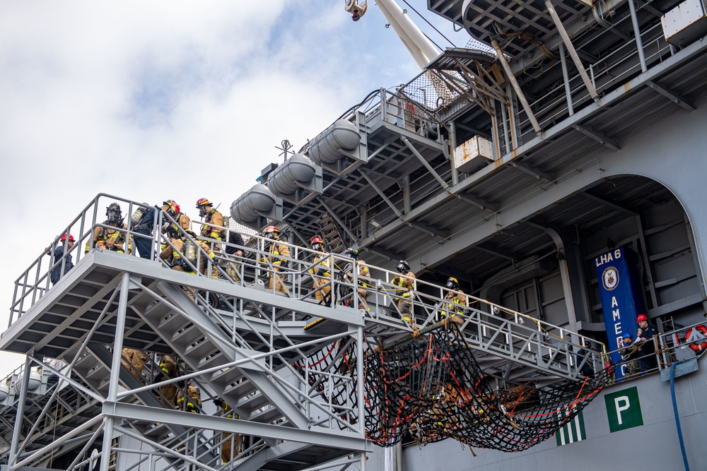 USS America conducts firefighting exercises with CNRJES.