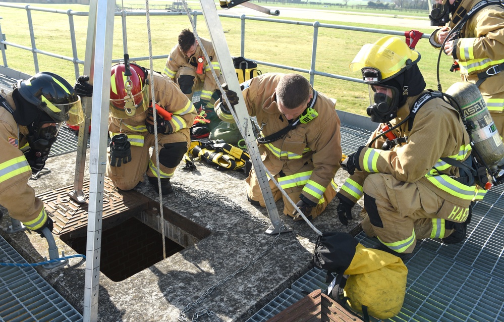 RAFM firefighters conduct confined-space training to sharpen skills