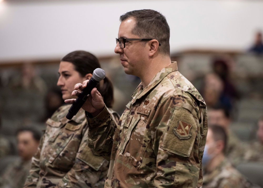 Retired CMSAF Wright, Alex Toussaint discuss mental health awareness with JBA Airmen