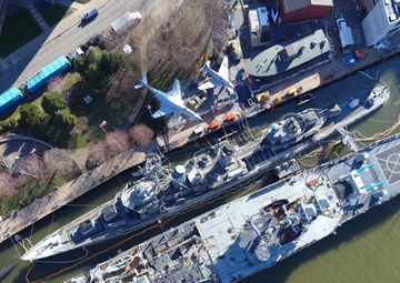 U.S. Coast Guard responds to partially sinking U.S.S. The Sullivans at the Buffalo Naval Park