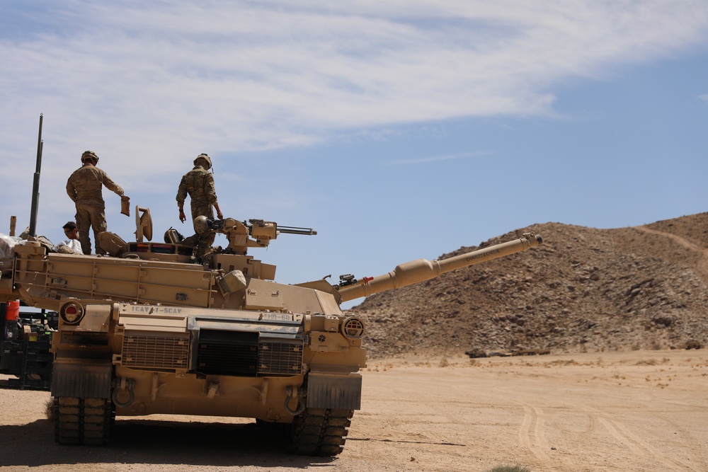 1st CAV Command Team Visits BLACKJACK BDE Training at NTC over Easter weekend 