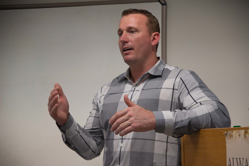 Former Sgt. Maj. of the Marine Corps Ronald L. Green and Medal of Honor recipient Dakota L. Meyer visit Marine Corps Air Station Cherry Point