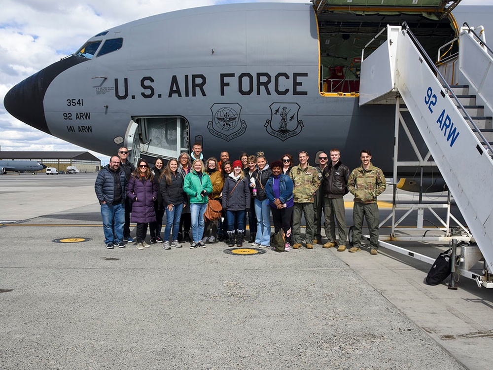 Spokane community leaders fly on KC-135, witness aerial refueling